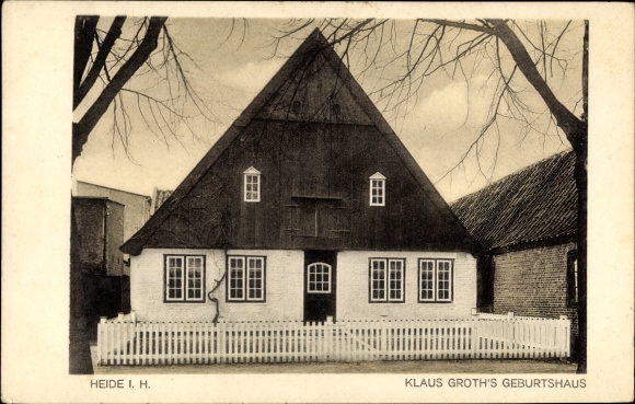 Ansichtkaart Heide in Holstein, kavel van Klaus Groth's geboorteplaats