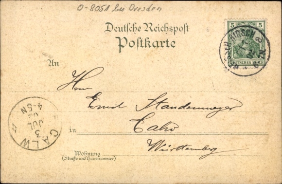 Chromo-Litho Dresden Wachwitz, Restaurant Elbterrasse, Steamer