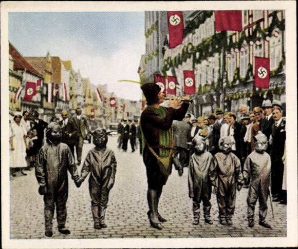 foto verzamelen De naoorlogse periode nr. 224, oktober 1933, rattenvanger van Hamelen