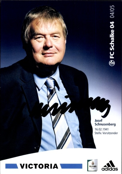 Karta z autografem wiceprezesa Josefa Schnusenberga, FC Schalke 04, autograf