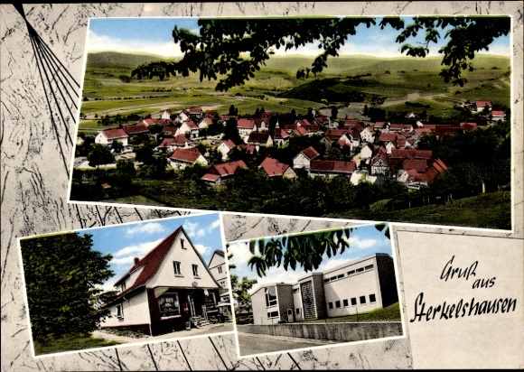 Postcard Sterkelshausen Alheim in Hesse, general view, shop, building