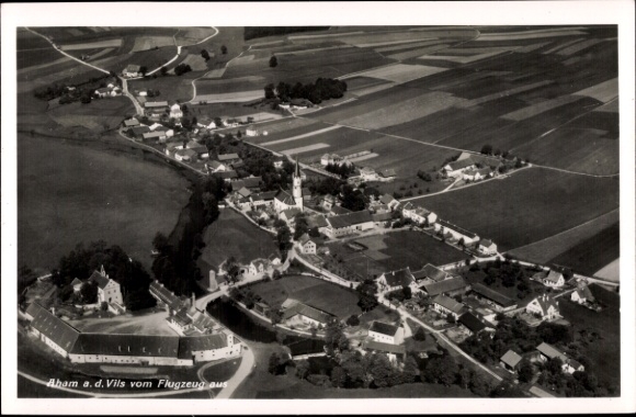 Postcard Aham on the Vils, aerial photograph