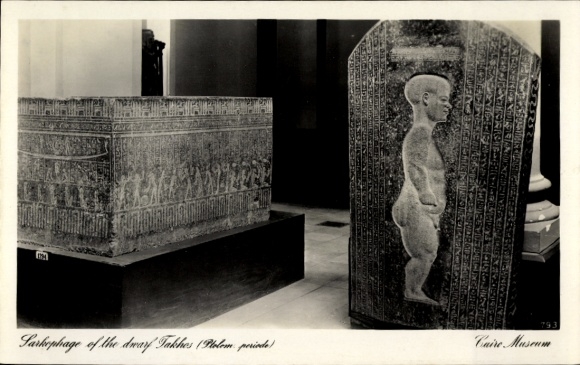 Postcard Cairo Cairo Egypt, Sarcophagi of the Dwarf Takhos, Ptolemaic Period, Museum