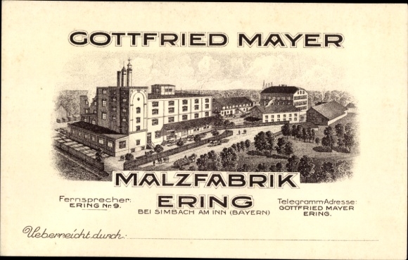 Ak Ering in Niederbayern, Malzfabrik Gottfried Mayer