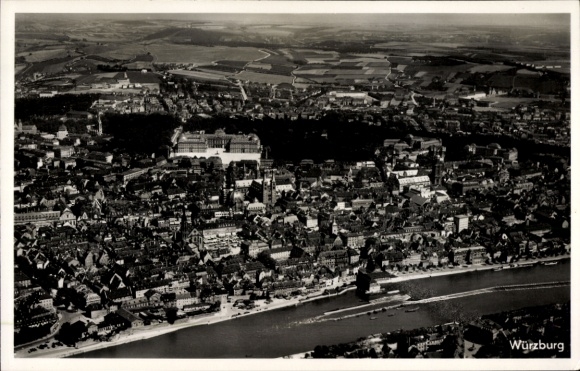 Postcard Würzburg am Main Unterfranken, aerial photograph