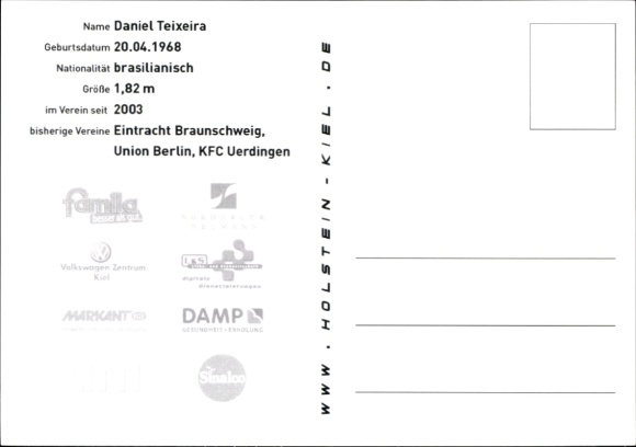 Autograph card footballer Daniel Teixeira, Holstein Kiel, autograph