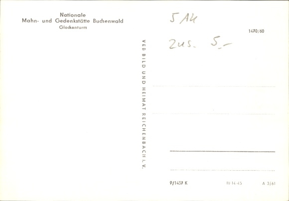 Postcard Weimar in Thuringia, National Memorial and Memorial Site Buchenwald, Bell Tower