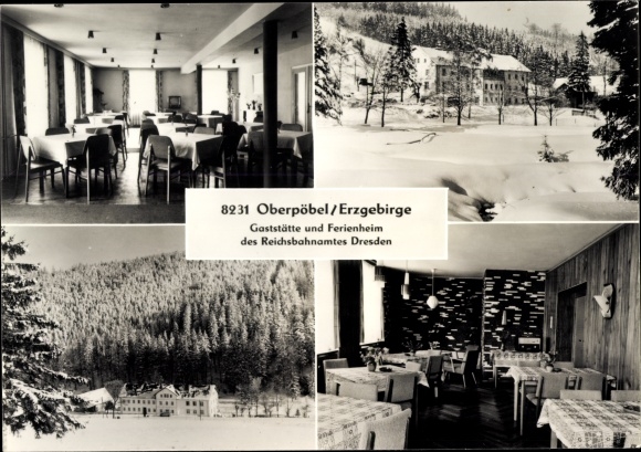 Postcard Oberpöbel Dippoldiswalde Sachsen, holiday home and restaurant, Reichsbahnamt Dresden, winter