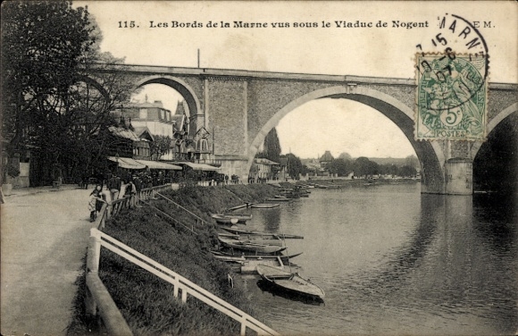 Ak Nogent sur Marne Val de Marne, Bords de la Marne, Viadukt