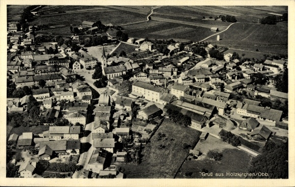 Postcard Holzkirchen in Upper Bavaria, aerial photograph