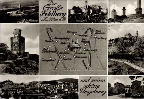 Postcard Niederreifenberg Schmitten im Taunus, Großer Feldberg, aerial photograph, Königstein