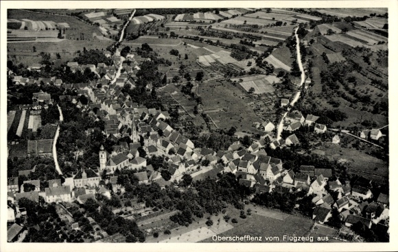 Postcard Oberschefflenz Schefflenz in Baden, aerial photograph