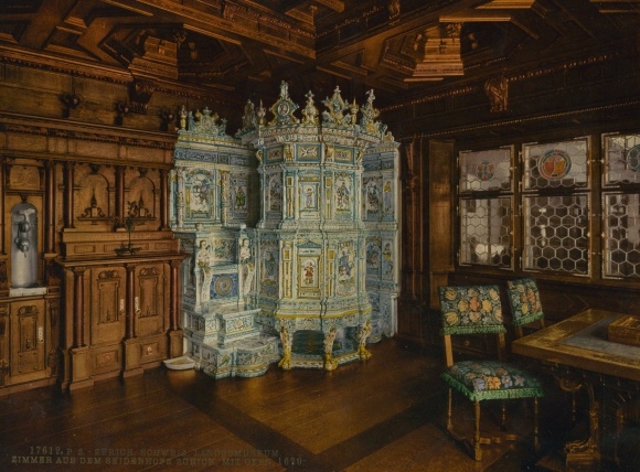 Photo Zurich City Switzerland, Swiss National Museum, interior view, tiled stove