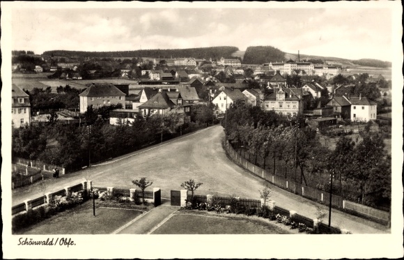 Postcard Schönwald in the district of Wunsiedel in the Fichtelgebirge Oberfranken, panorama of the place