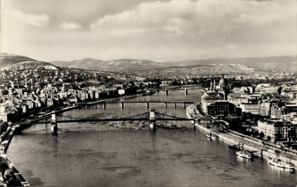 KP Budapest Węgry, panorama Dunaju, mosty, widok na miasto