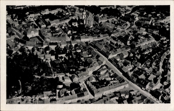 Postcard Ohrdruf in Thuringia, aerial photograph
