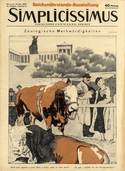 Simplicissimus Issue May 21, 1937 Caricature Zoological Oddities E. Thöny Verlag Hirth
