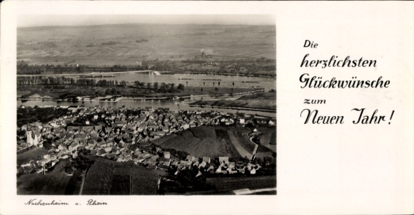 Postcard Nackenheim am Rhein, aerial photograph