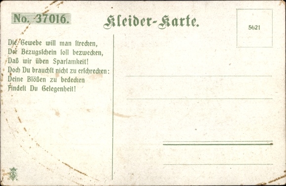 Ansichtkaart Duitse mode, kledingkaart, coupon vijgenblad, krant, zwembroek nationale kleuren