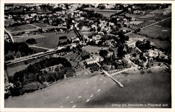Ak Utting am Ammersee Oberbayern, Fliegeraufnahme