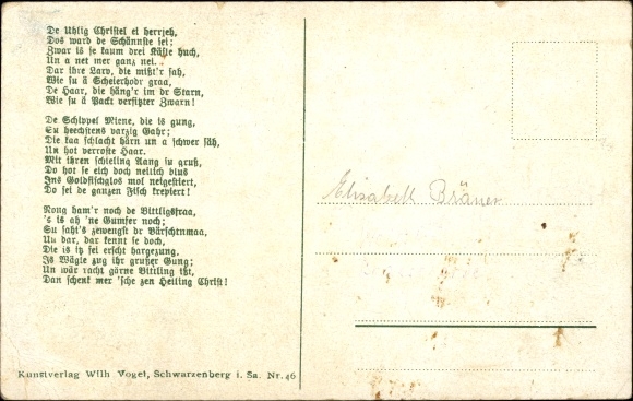 Song artists Postcard Schneider, Rud., Unnere schännsten Mähd, Wilhelm Vogel, R. Ficker, Erzgebirge