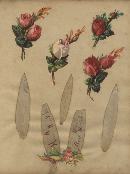 4 wafer roses (+ 5 wafers in feather shape, some with greeting messages), approx. 12 x 6 cm and 12 x 3 cm