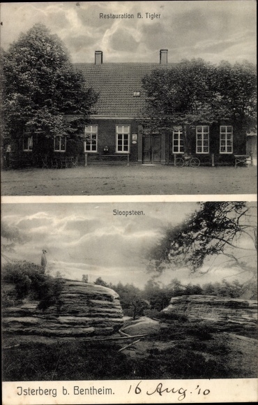 Ansichtkaart Isterberg Grafschaft Bentheim, restauratie H. Tigler, Sloopsteen