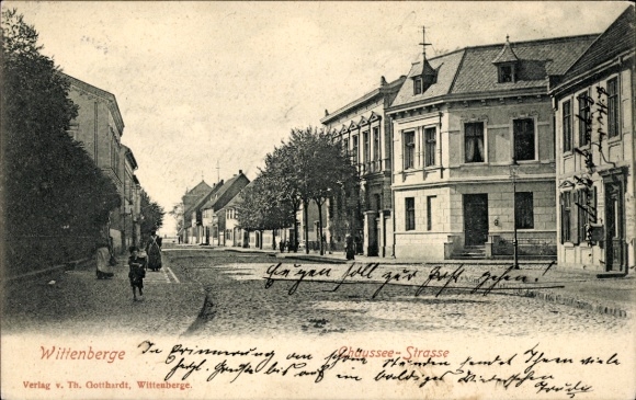 Postcard Wittenberge on the Elbe Prignitz, Chaussee Street