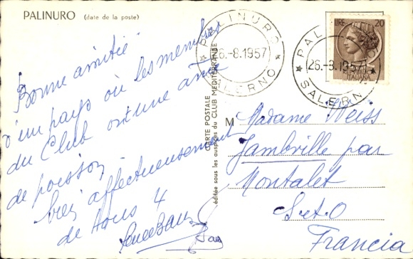 Postcard Palinuro Campania, diver underwater, diving equipment, gas bottle