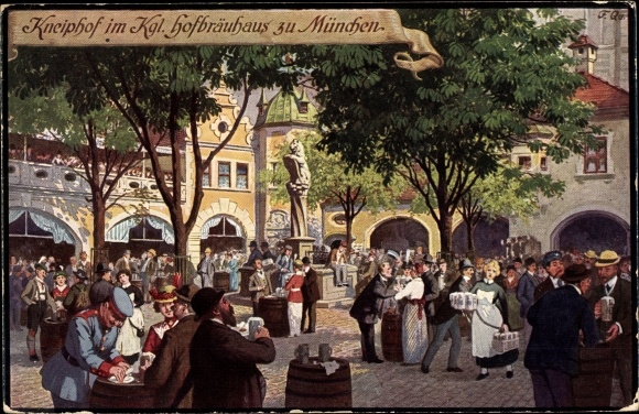 Kunstenaarskaart Quidenus, F., München Beieren, Kneiphof im Kgl. Hofbrauhaus