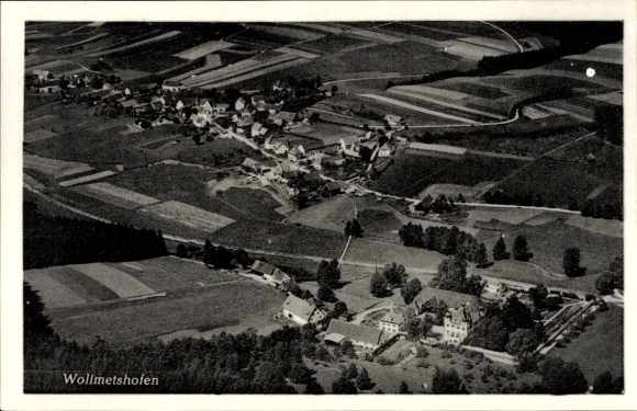 Postcard Wollmetshofen Fischach in Swabia, aerial photograph