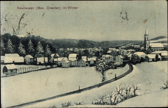 Ak Neuhausen im Erzgebirge, Winteransicht