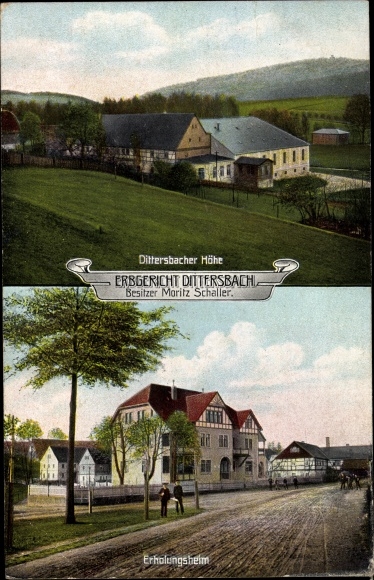 Postcard Dürrröhrsdorf Dittersbach Sachsen, inheritance court, owner Moritz Schaller, convalescent home