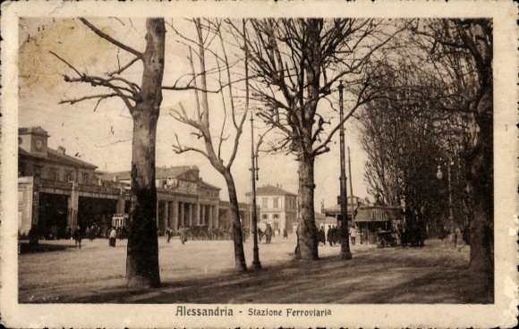 Postcard Alessandria Piemonte, train station