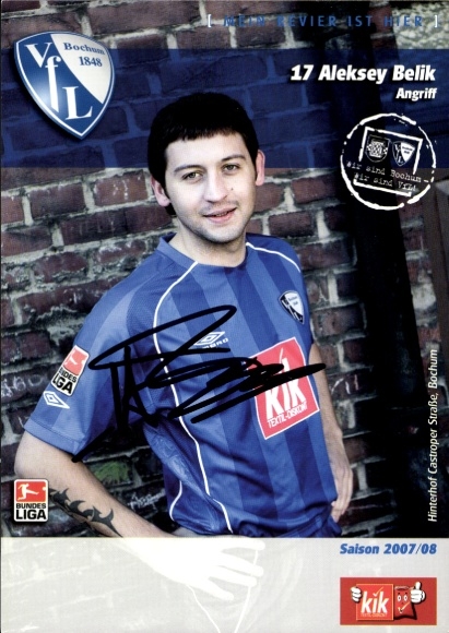 Autograph card footballer Aleksey Belik, VfL Bochum, autograph