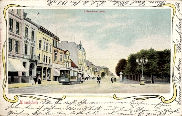passe-partout Ak Hamburg Wandsbek, Lübecker Straße, tram