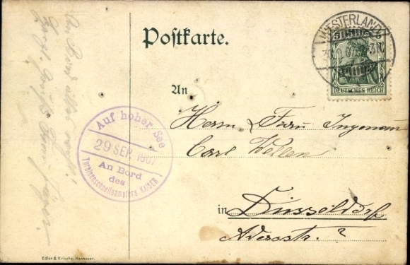 Artist Postcard Turbine fast steamer Kaiser, HAPAG Seebäderdienst