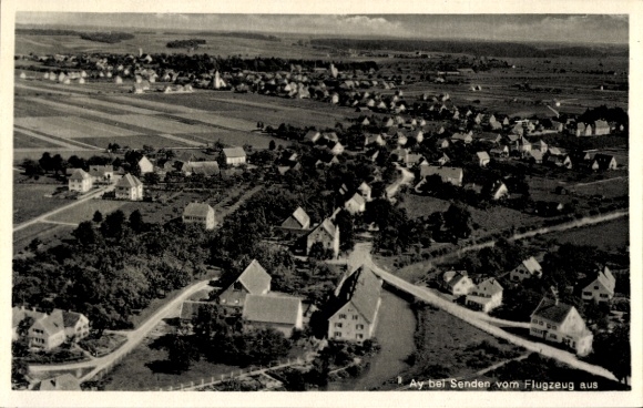 Postcard Ay Senden Bavaria, aerial photograph