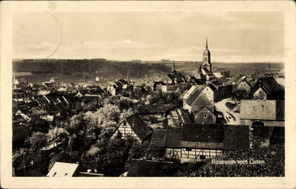 Ak Roßwein in Sachsen, Gesamtansicht, Blick von Osten