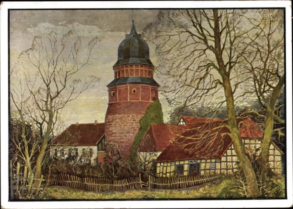 Kunstenaarskaart Koepke, Robert, Diepholz in Nedersaksen, zicht op het kasteel