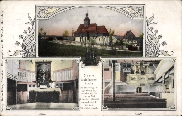 Postcard Lauterbach Marienberg in the Ore Mountains, old church, altar, choir
