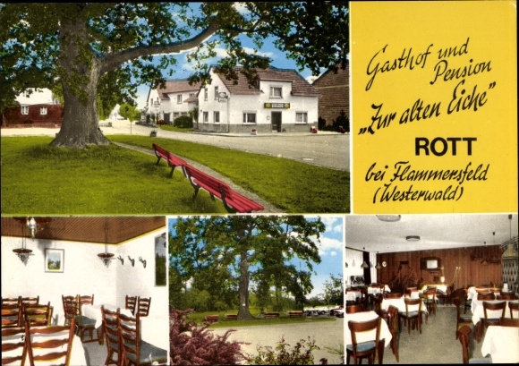 Ak Rott in het Westerwald, herberg en pension aan de oude eik, logeerkamer, eik