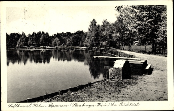 Ansichtkaart Holm Leppensen Buchholz in de Nordheide, Lüneburger Heide, onderdeel van de zwemvijver