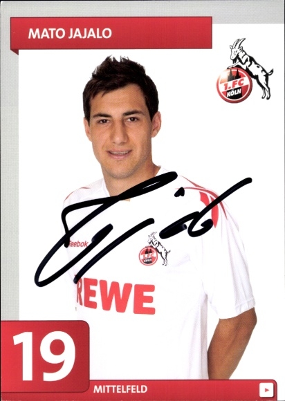 Autogrammkarte Fußballer Mato Jajalo, 1. FC Köln, Autogramm