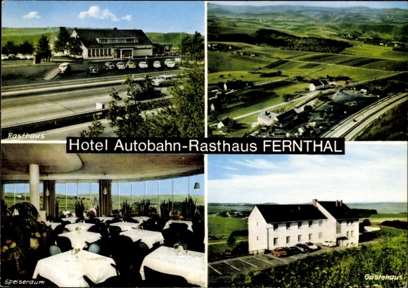 Ak Neustadt Wied, Hotel Autobahn Rasthaus Fernthal, Fliegeraufnahme