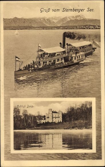 PC Berg am Starnberger See Upper Bavaria, Berg Castle, saloon steamer