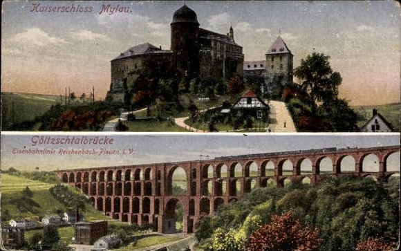 10 old Postcard Göltzschtalbrücke near Netzschkau in Vogtland, various views