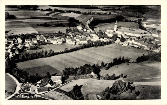 Postcard Michelfeld in the district of Schwäbisch Hall, aerial photo