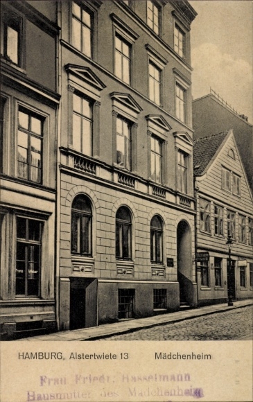 Postcard Hamburg Mitte St. Georg, Girls' Home Alstertwiete 13