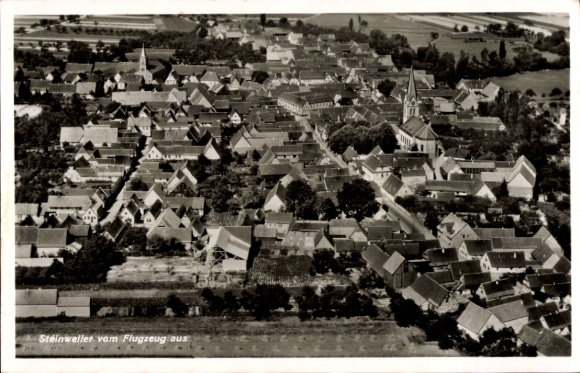 Postcard Steinweiler in der Pfalz, aerial photograph